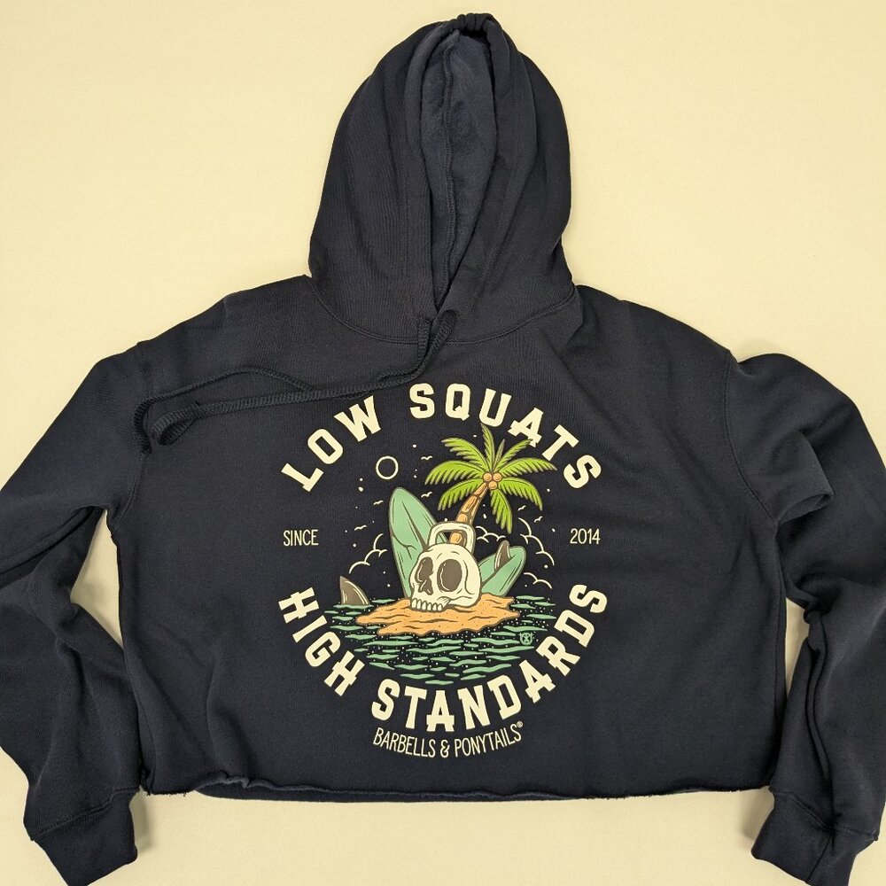 Barbells And Ponytails "Skull Island" Crop Hoodie Sweatshirt SZ S